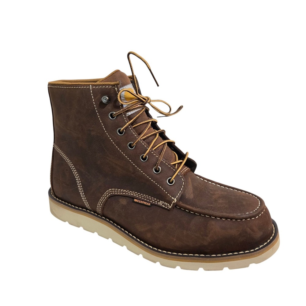 Carhartt Wedge Sole Boot Mens 10.5 Brown Waterproof Moc Toe Work CMW6295